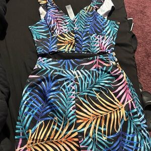 Tropical Leaf Print matching top and shorts